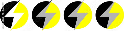 Electricity lightning icon logo vector with circle