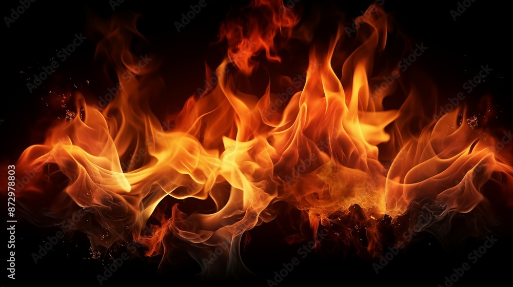 A mesmerizing display of bright, orange, and yellow flames. A mesmerizing display of bright, orange, and yellow flames.
