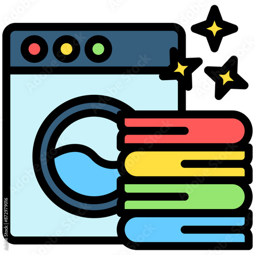 Laundry Service lineal multi color icon, related to hotel service, travel, vacation theme. use for modern concept, UI or UX kit, web and app development