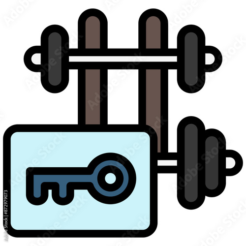 Gym Access lineal multi color icon, related to hotel service, travel, vacation theme. use for modern concept, UI or UX kit, web and app development