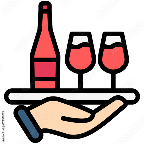 Bar Service lineal multi color icon, related to hotel service, travel, vacation theme. use for modern concept, UI or UX kit, web and app development
