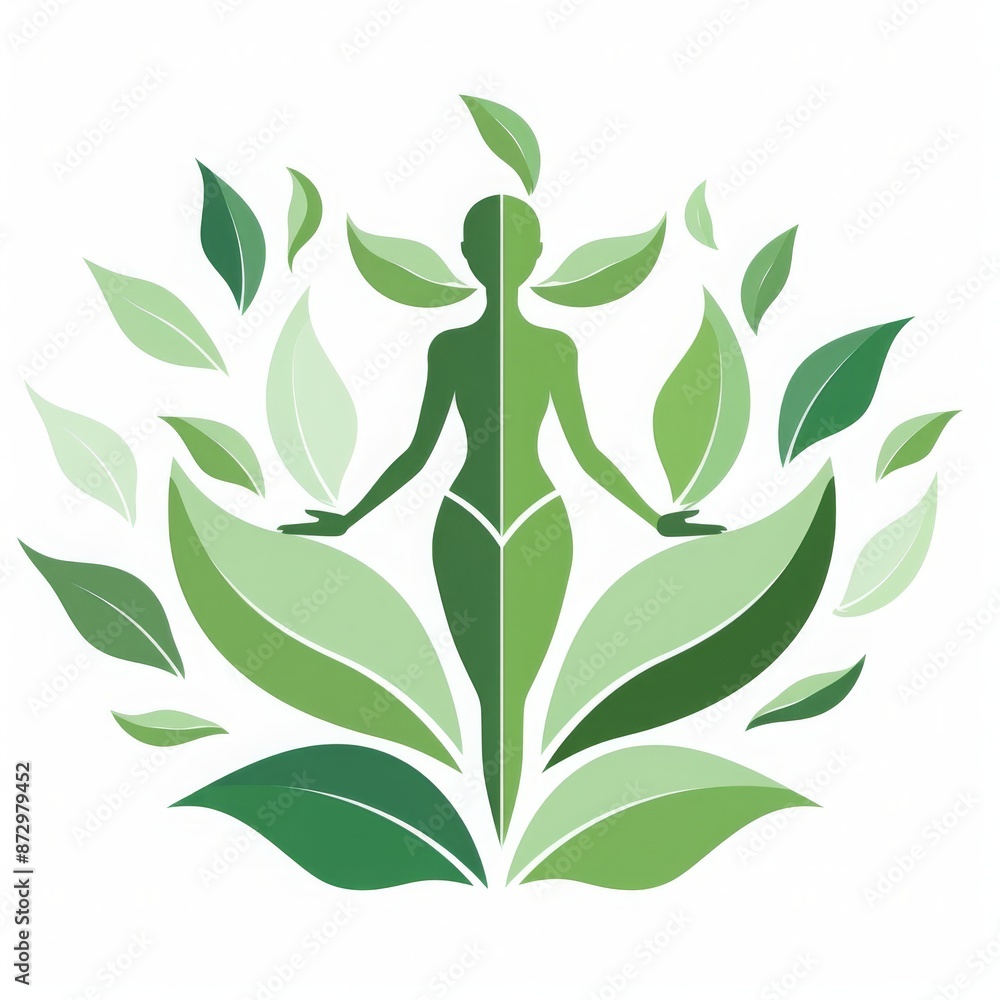 healthy lifestyle icon with woman in green shades on white background healthy lifestyle icon with woman in green shades on white background