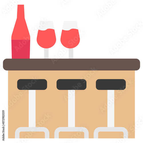 Bar Lounge multi color icon, related to hotel service, travel, vacation theme. use for modern concept, UI or UX kit, web and app development