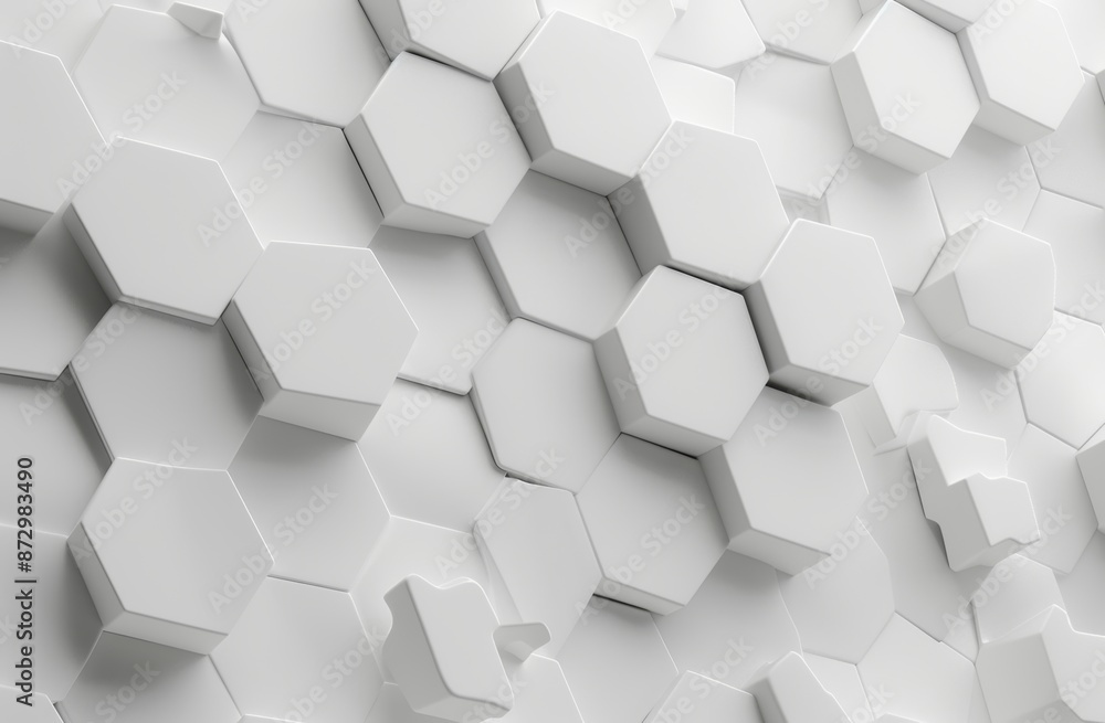 An abstract rendering of a futuristic surface with hexagons in 3D.