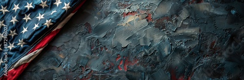 American Flag Draped on Rough Textured Surface