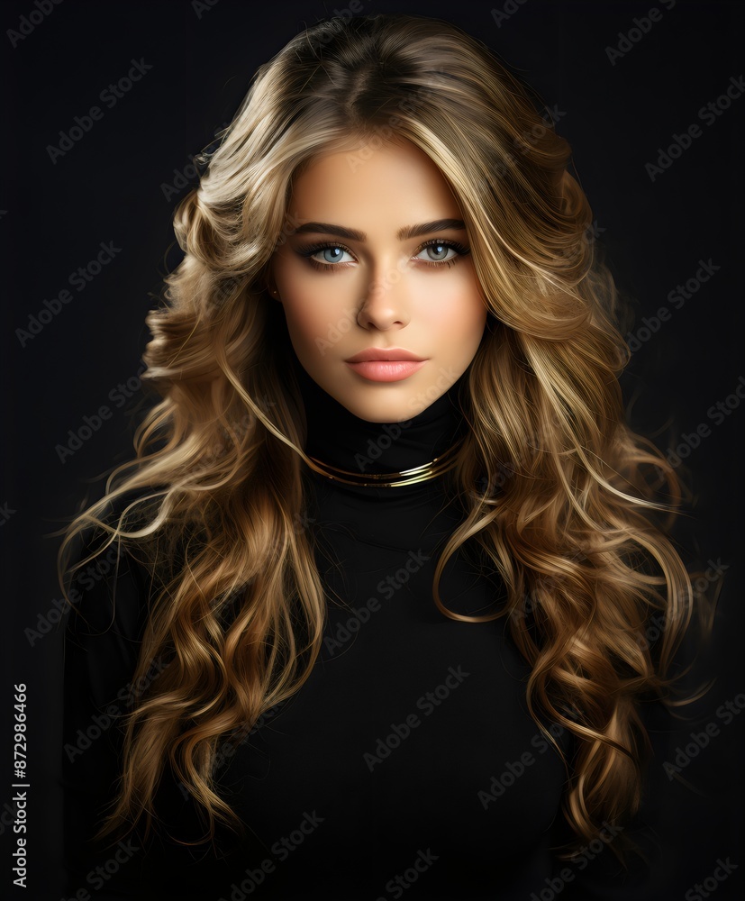 Fototapeta premium AI Generated Image: High Fashion Model with Black Makeup and Lush Lashes