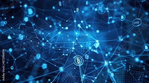 Futuristic Decentralized Finance Network on Technological Background