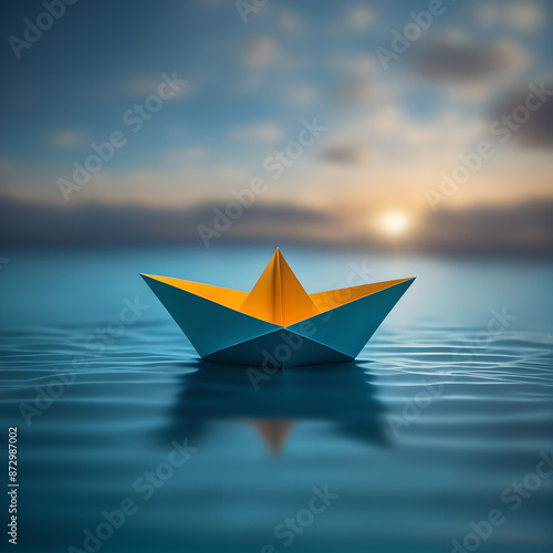 paper boat on the sea