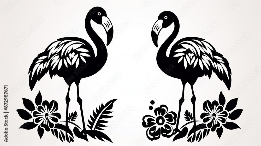 Obraz premium Flamingo and Floral
