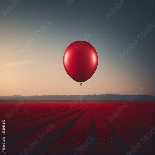 a red balloon in the sky