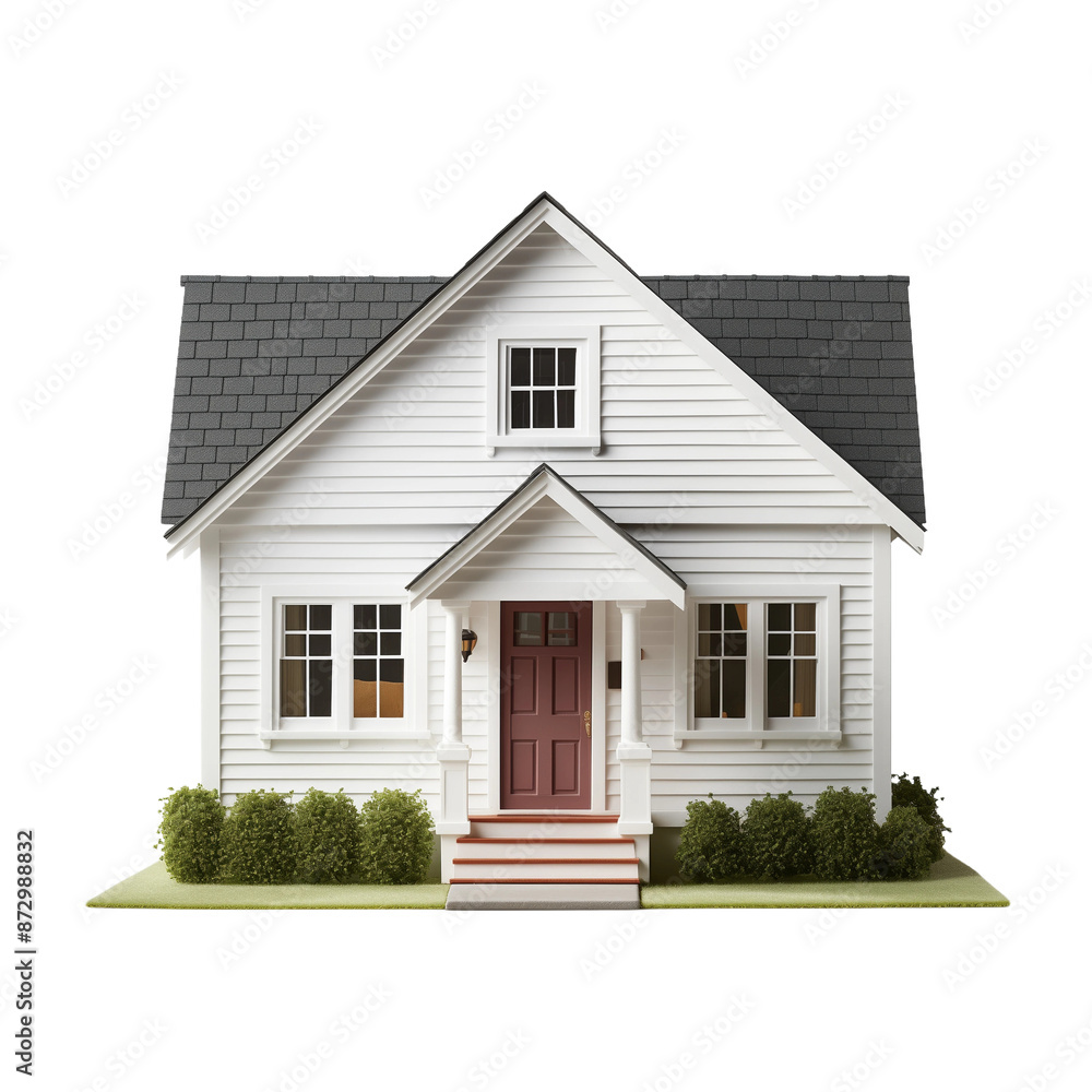 A Quaint White House with Red Door A Quaint White House with Red Door