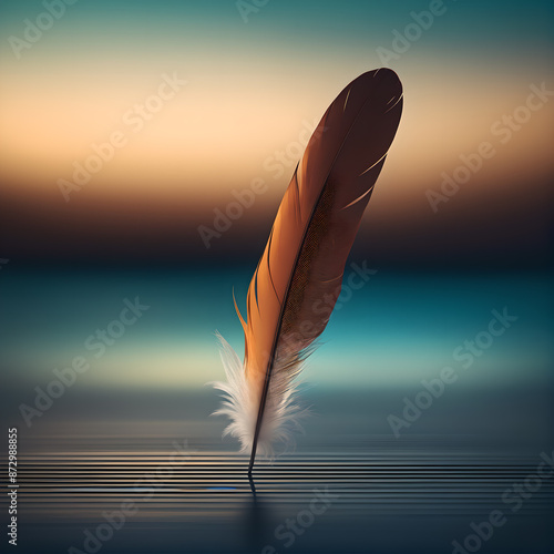 a feather in the evening sky
