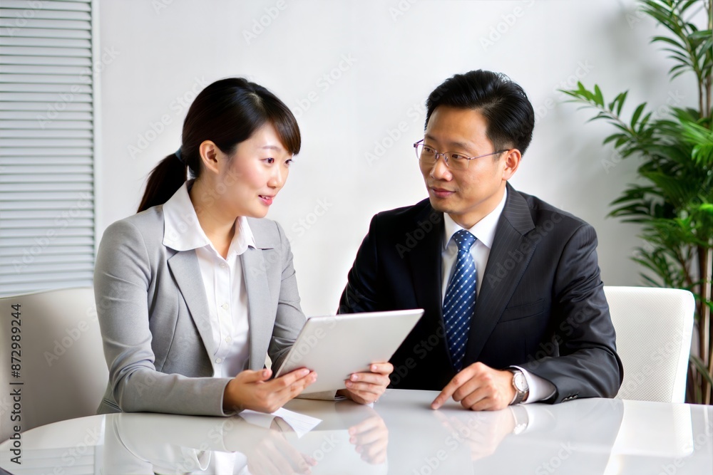 Focused Asian Financial Advisor Consulting Client
Focused Asian Financial Advisor Consulting Client