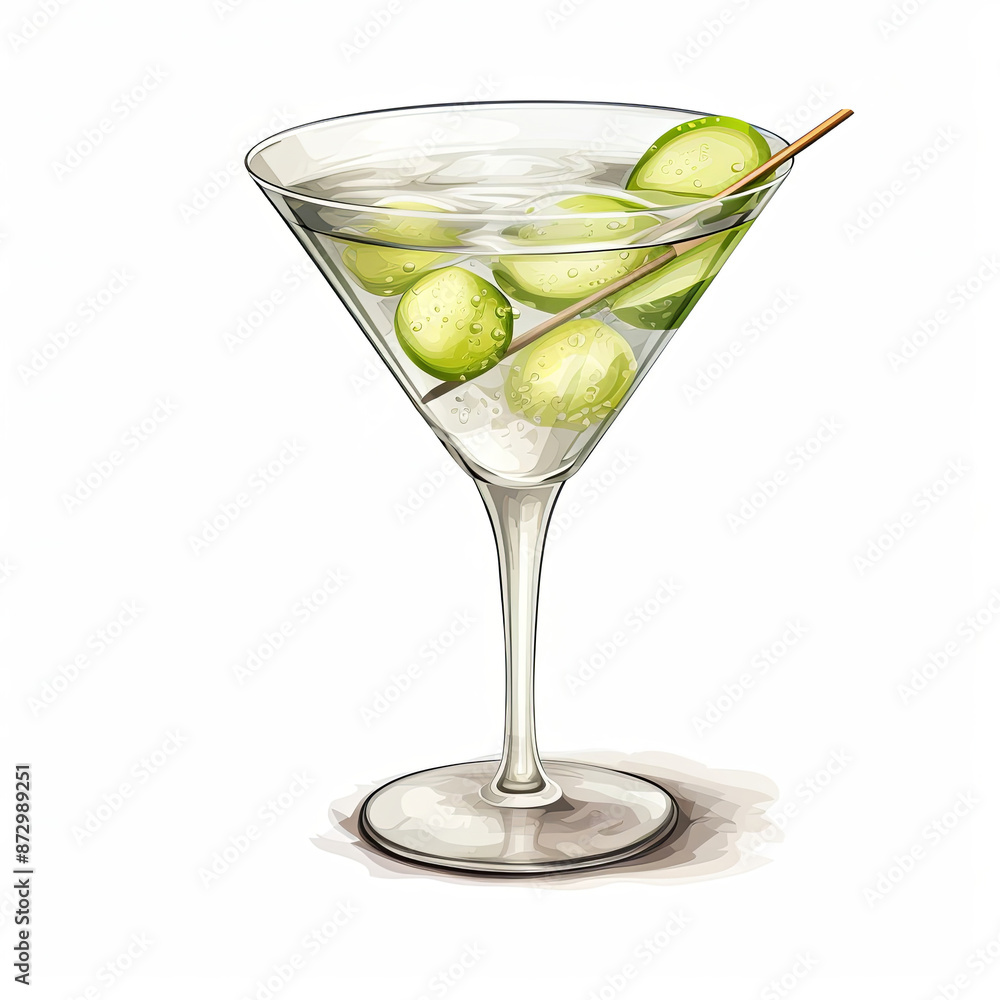 Cocktail Day with Berries, Fruits and Mint Leaves. Hand Drawn Coctail Day Sketch on White Background. Cocktail Day with Berries, Fruits and Mint Leaves. Hand Drawn Coctail Day Sketch on White Background.