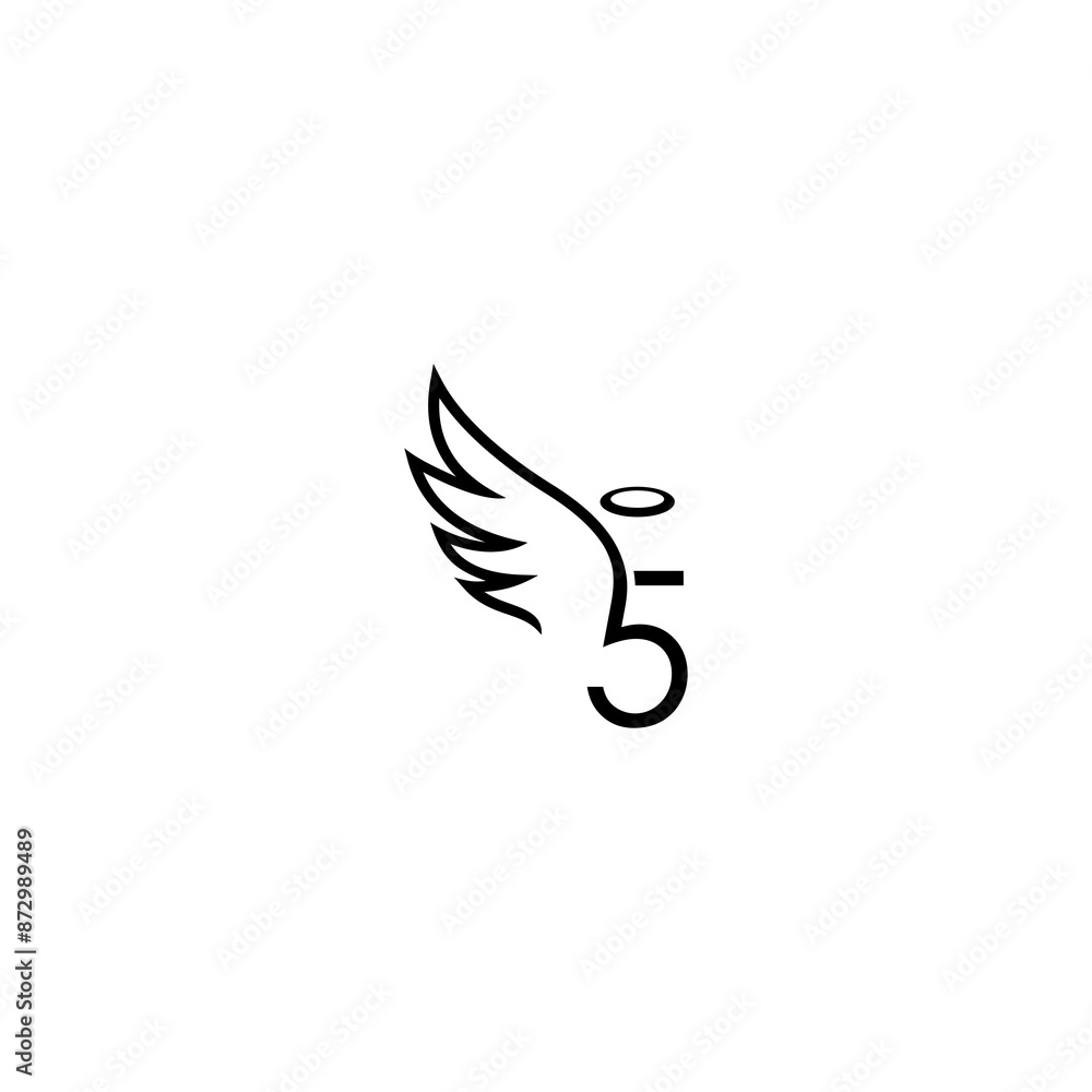 Fototapeta premium ALPHABET AND NUMBER COMBINING WITH WING OF ANGEL