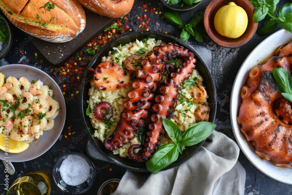 custom made wallpaper toronto digitalGourmet Seafood Meal with Octopus