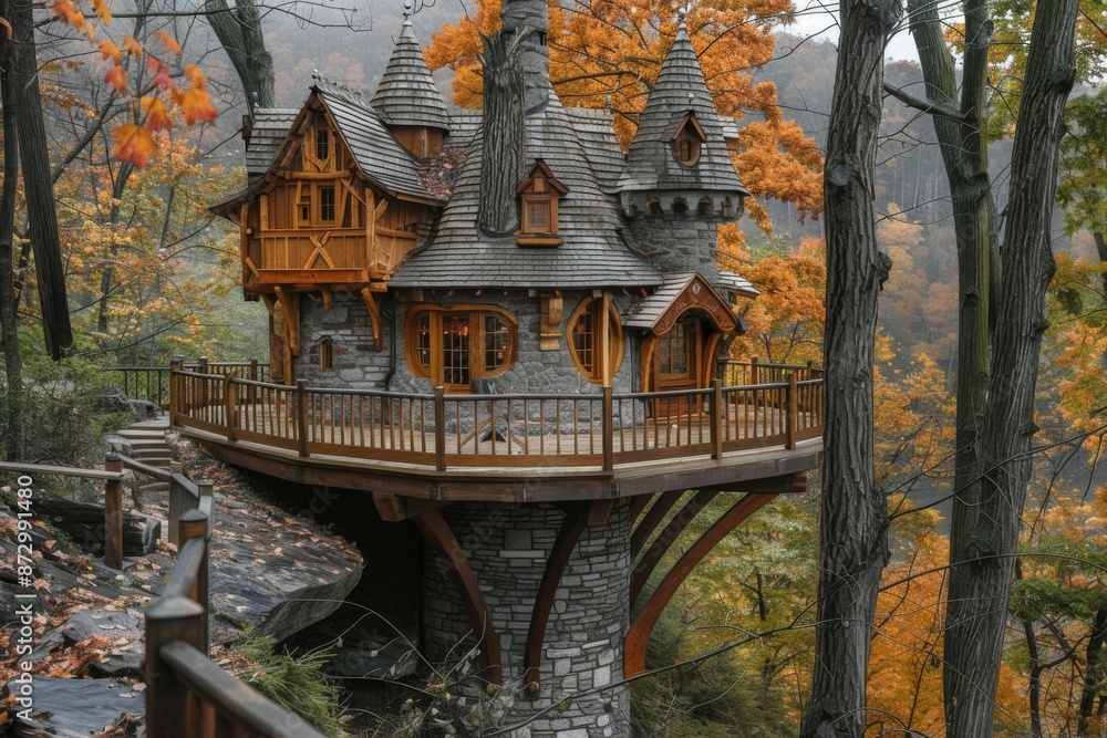 Fantasy Treehouse in Autumn Fantasy Treehouse in Autumn