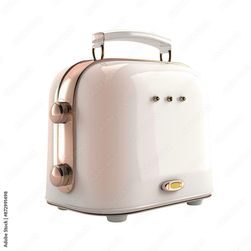 Retro Style White Toaster with Chrome Accents Retro Style White Toaster with Chrome Accents