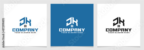 Letter JK Home Real Estate Modern Logo Vector , Initial House Property Business Design