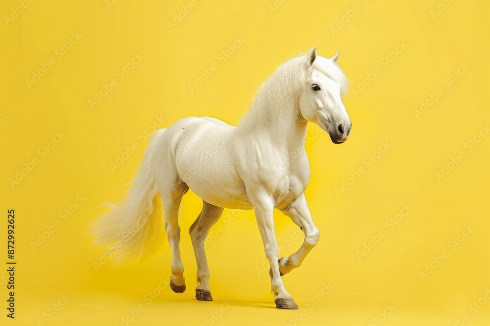 White Horse on Yellow Background White Horse on Yellow Background