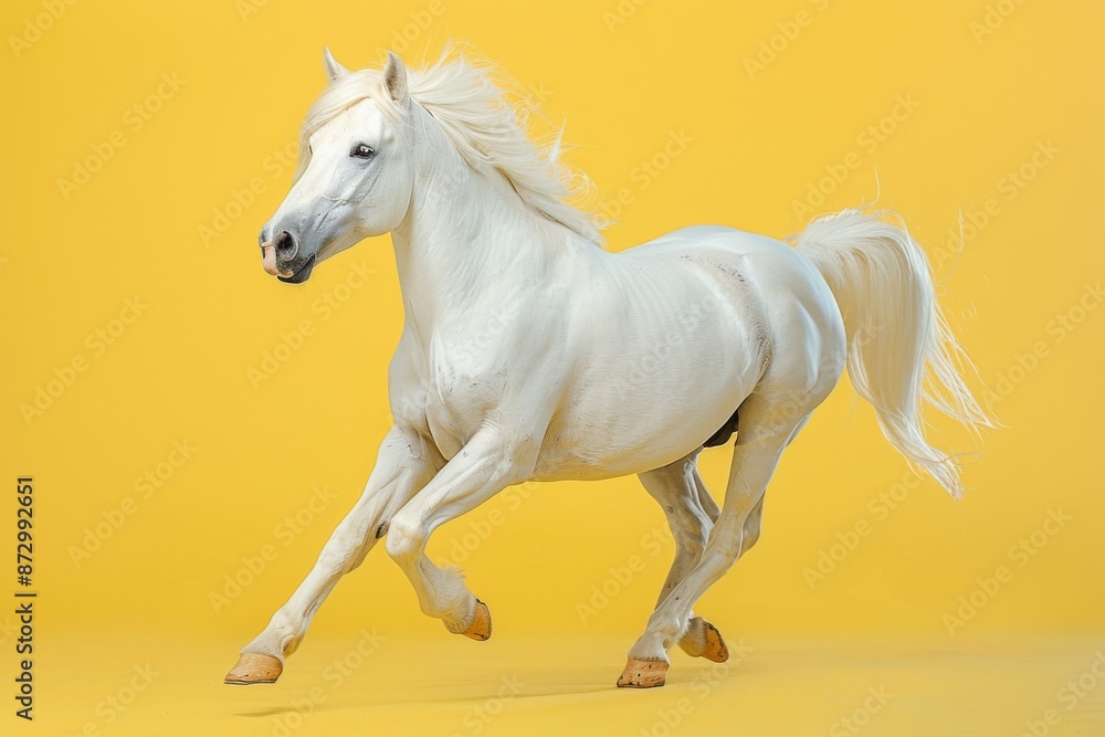 White Horse Against Yellow Background White Horse Against Yellow Background