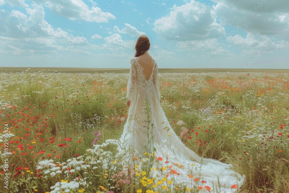 Fototapeta premium Bride in Floral Meadow