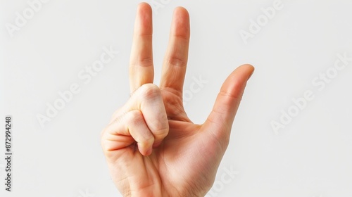 A hand displays the OK sign against a white background 