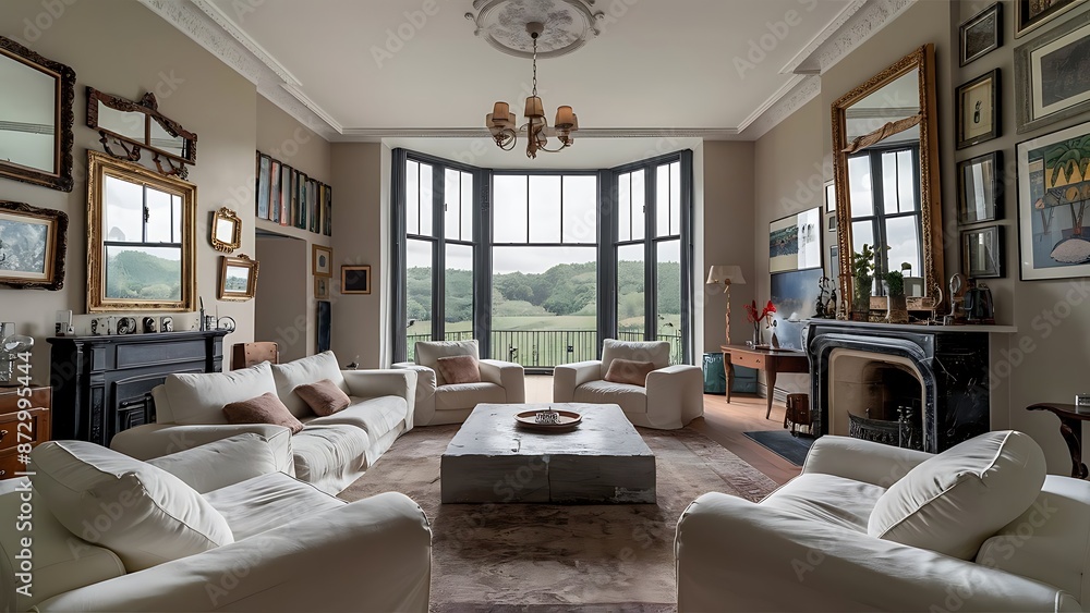 Massive living room with chunky white sofas Massive living room with chunky white sofas