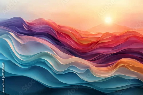 Abstract Colorful Waves at Sunrise