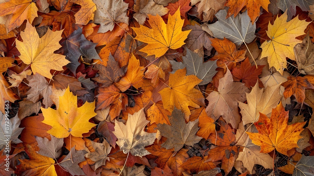Autumn Splendor - Vibrant Orange and Yellow Leaves Adorning Forest Floor Autumn Splendor - Vibrant Orange and Yellow Leaves Adorning Forest Floor