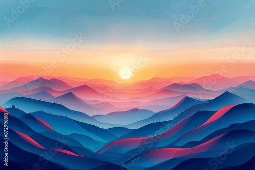 Colorful Abstract Mountain Landscape