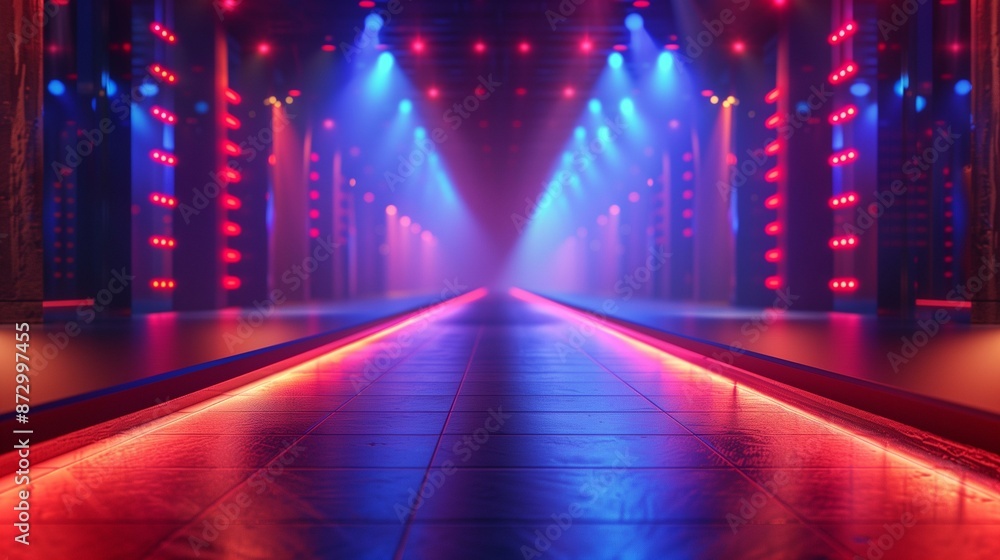 Dark room with red blue lights, bright neon game glowing Dark room with red blue lights, bright neon game glowing