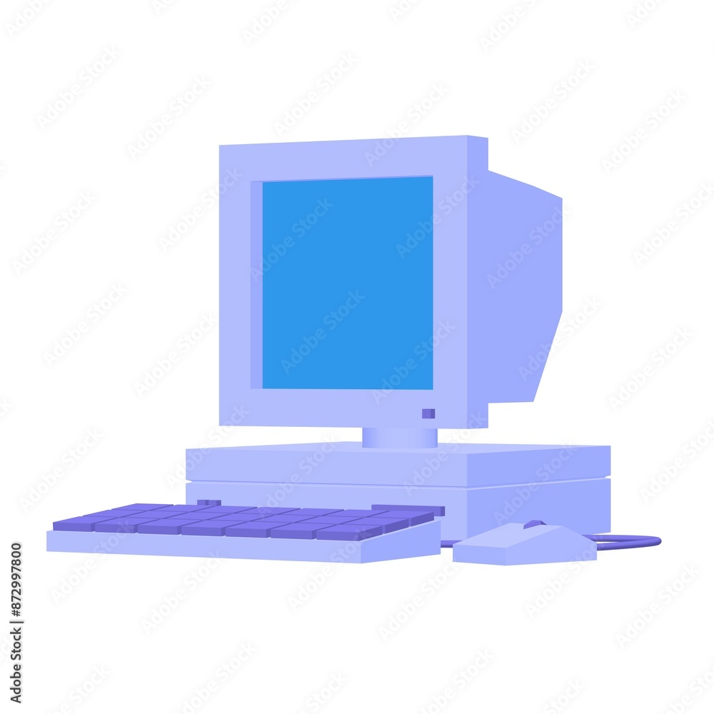 Retro computer with monitor mouse and keyboard. Business concept Retro computer with monitor mouse and keyboard. Business concept