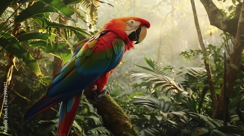 Wallpaper Mural Scarlet Macaw in a Lush Forest Torontodigital.ca