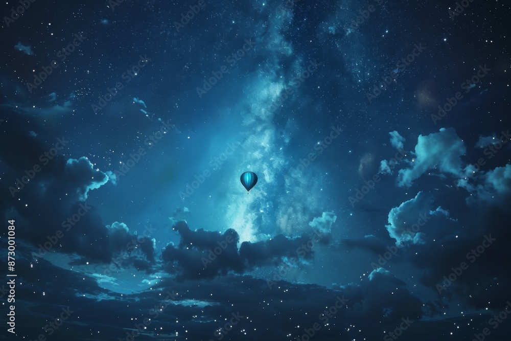Hot Air Balloon in Starry Night Sky Hot Air Balloon in Starry Night Sky