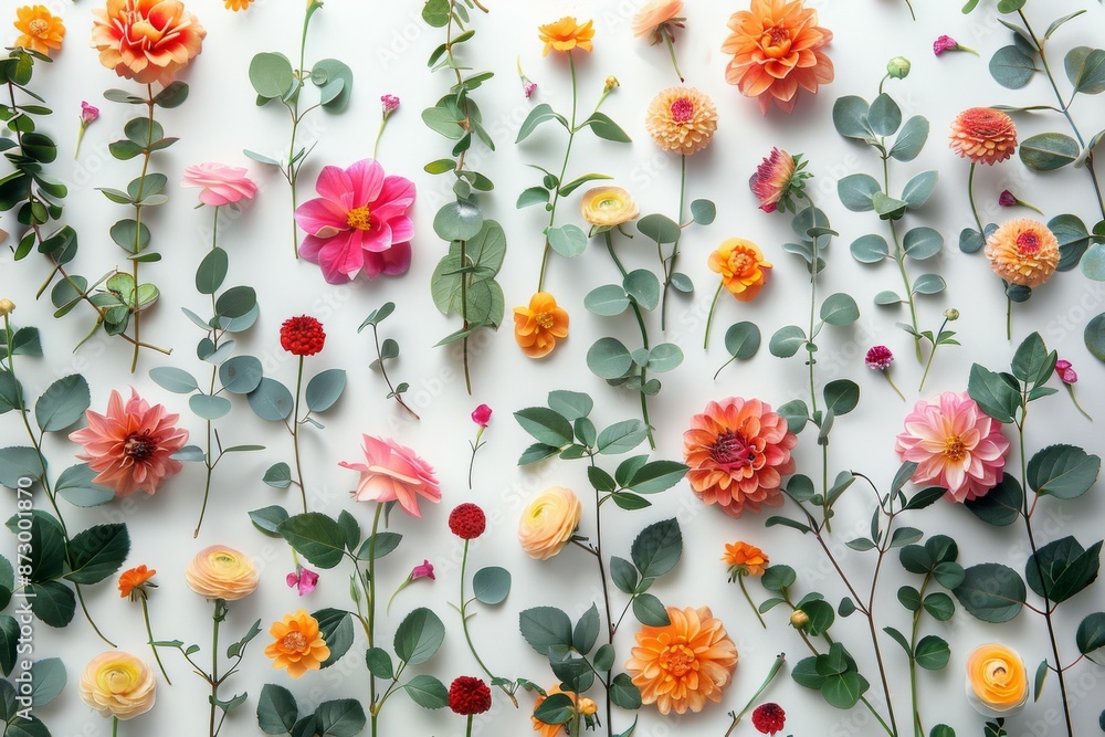 Floral Pattern on White Background Floral Pattern on White Background