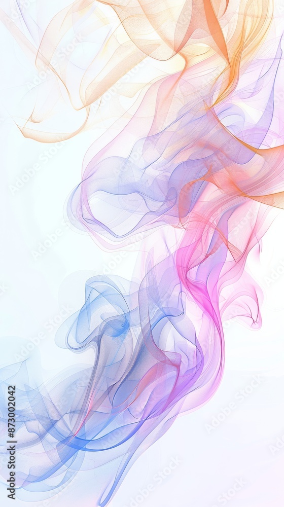 Fototapeta premium Abstract colorful smoke waves on white background.