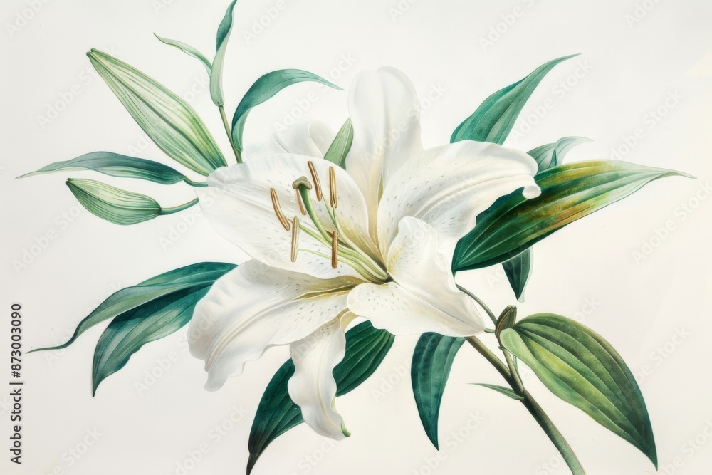 White Lily Botanical Art Illustration White Lily Botanical Art Illustration