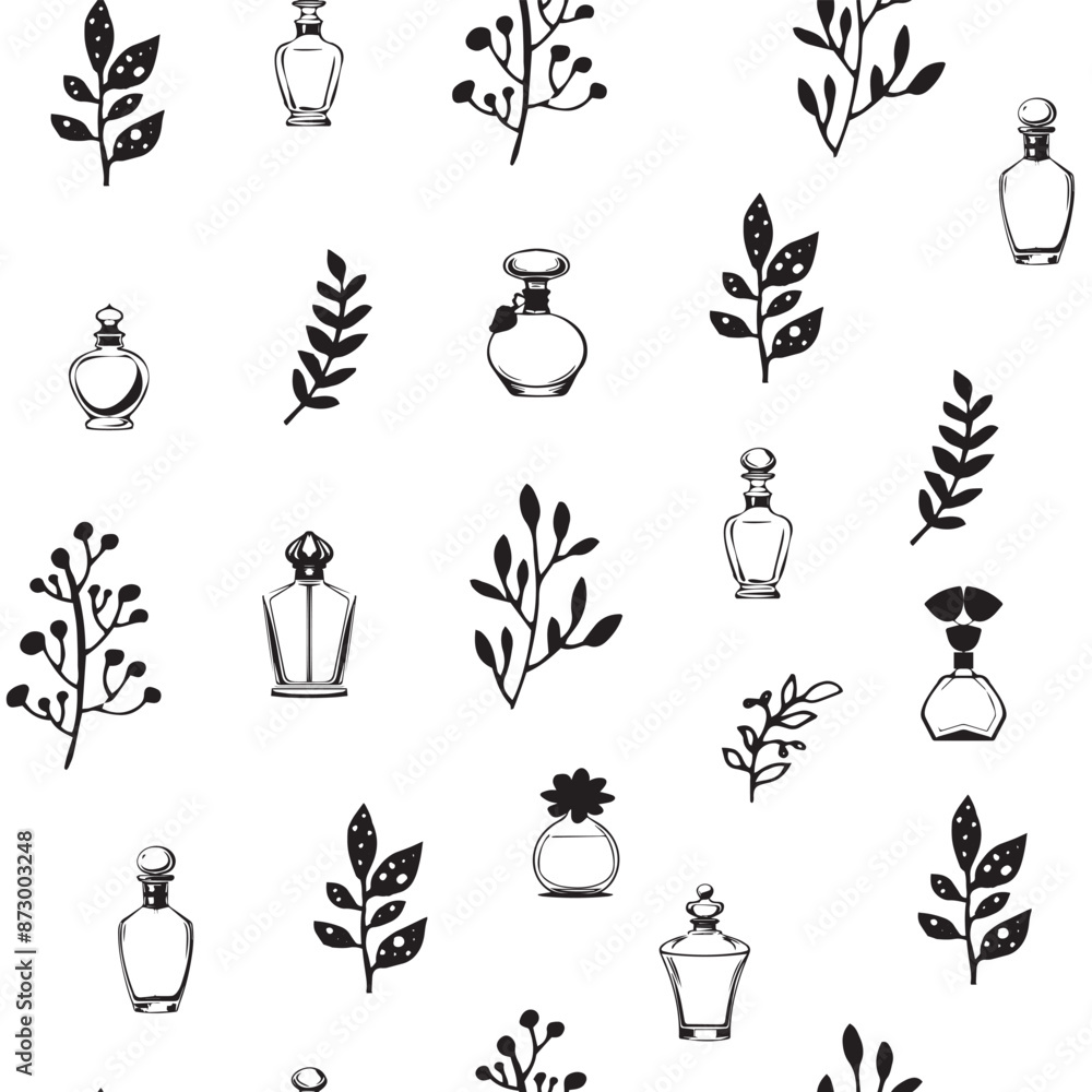 Black Perfume Bottles Pattern vector Black Perfume Bottles Pattern vector