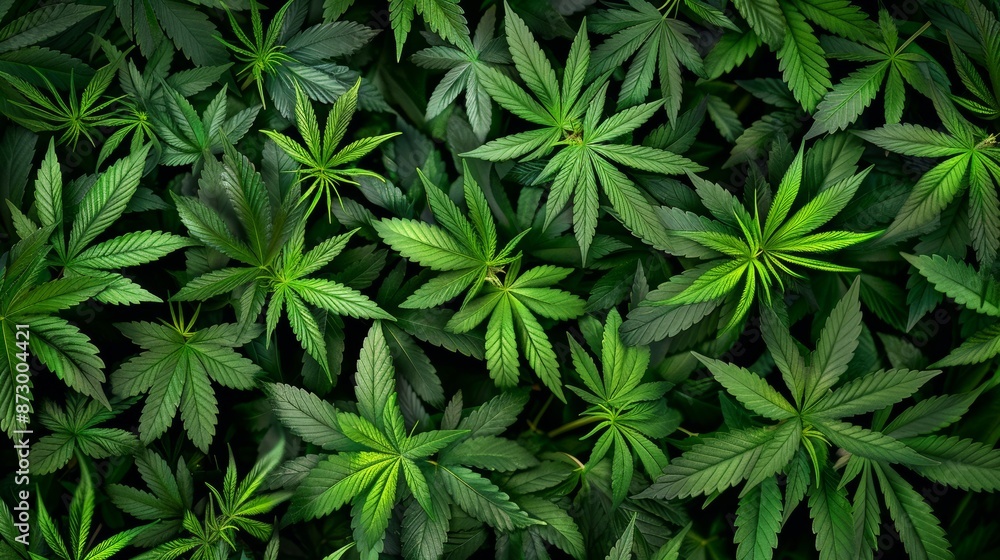 Cannabis leaves, top view. Natural health and wellness concept Cannabis leaves, top view. Natural health and wellness concept