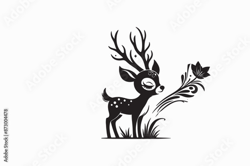 Baby deer silhouette vector Illustration