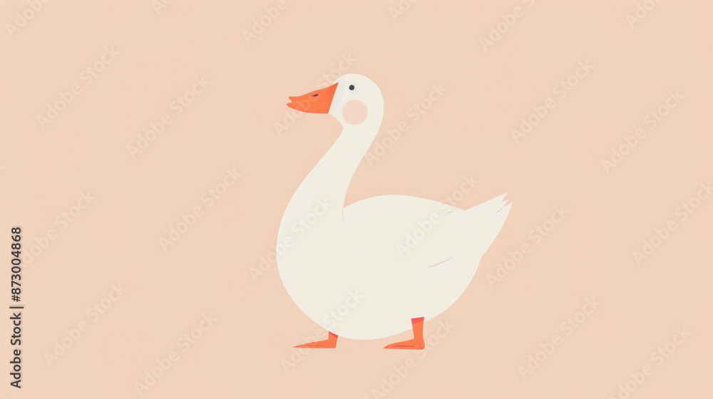 Illustration of a white goose on a peach background Illustration of a white goose on a peach background
