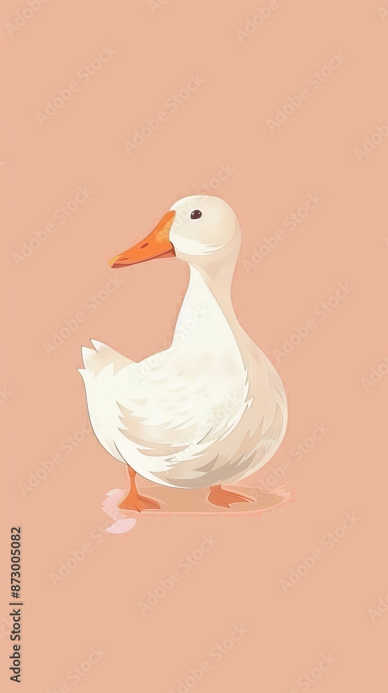 Illustration of a white duck on a peach background Illustration of a white duck on a peach background