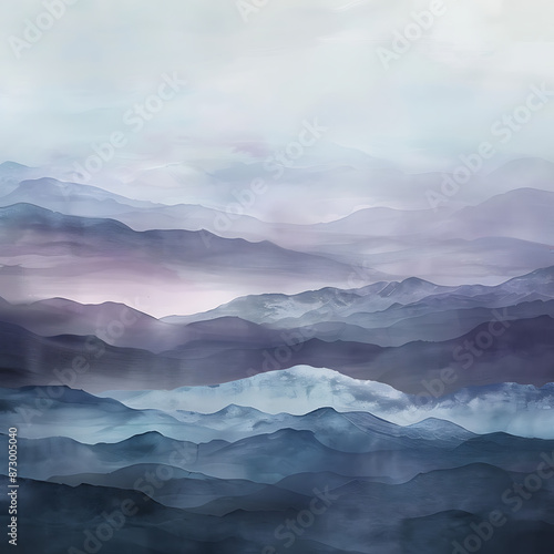 Misty Horizons: Abstract Mountain Landscape © Artistic Visions