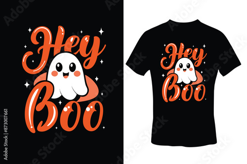 Happy Halloween Hey Boo T-Shirt Design vector illustration