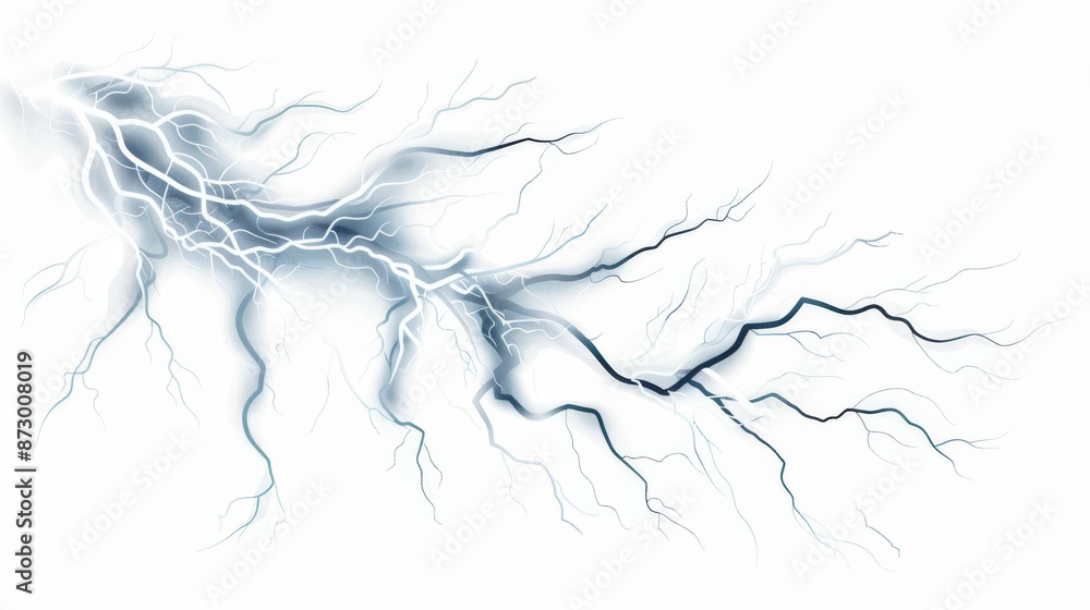 Abstract lightning bolt pattern on white background, electric energy ...