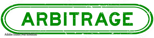 Grunge green arbitrage word rubber seal stamp on white background