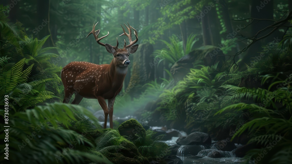 Fototapeta premium A hightech conservation project aims to protect endangered fantastical animals by creating enchanted reserves that mimic their natural habitats and shield them from harm