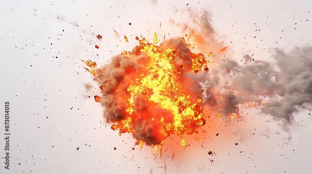 Fiery Explosion on a White Background Fiery Explosion on a White Background