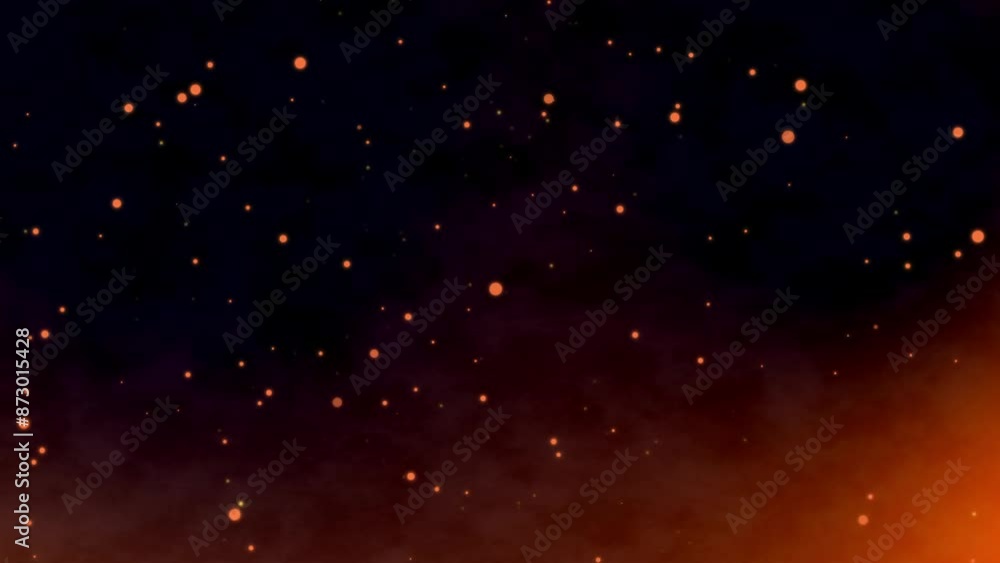 4K fire particles floating in the air animated background. Red ...